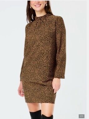 J. CREW FACTORY, Ruffleneck Shift Dress in Leopard Print, Size 4, New